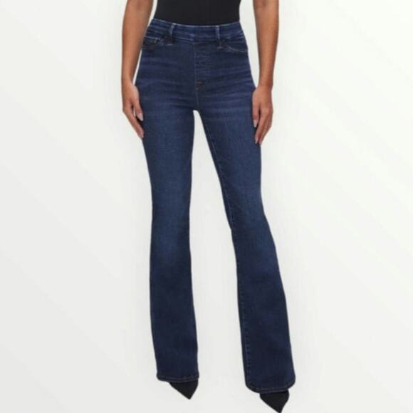 Good American GLF478T Flare Wide Leg Stretchy Jeans Plus Siz 5 2XL Blue Pull on - Picture 1 of 9